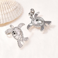 真鍮製スタンドピアス  カメ  プラチナ  18.5x20mm&nbsp;EJEW-B118-01P