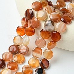 Flat Round Gemstone Natural Red Agate Stone Beads Strands&nbsp;X-G-S110-03