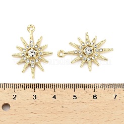 合金クリスタルラインストーンペンダント  太陽のチャーム  ゴールドカラー  28.5x21x3mm  穴：1.6mm&nbsp;FIND-L021-02G