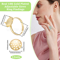 Brass Adjustable Ring Findings&nbsp;KK-BBC0018-54B