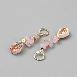 合金シェル型フレンチフックピアス  天然なシェルと  宝石チップビーズ  ゴールドカラー  57.5x10.5mm&nbsp;EJEW-WH0004-194D
