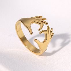 304 Stainless Steel Cuff Open Rings for Women&nbsp;WG35897-01