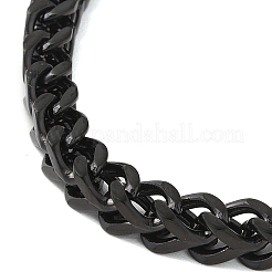 男性用304ステンレススチール製ウィートチェーンブレスレット  ブラック  8-1/2インチ（21.5cm）&nbsp;BJEW-B093-04EB