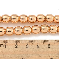 電気めっき合成非磁性ヘマタイト ビーズ 連売り  コラム  ライトゴールドメッキ  8.5mm  穴：1.3mm  約50個/連  16.14インチ（41cm）&nbsp;G-C136-C01-01