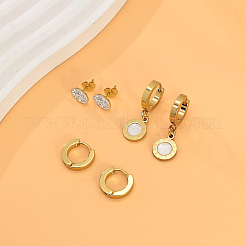 3 Pairs 304 Stainless Steel Flat Round Stud Earring Sets&nbsp;TZ7718-4