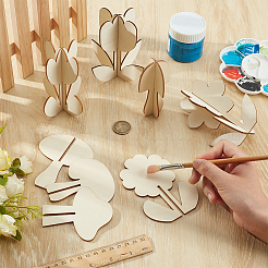 32Pcs 8 Styles Pine Plywood Ornaments&nbsp;AJEW-BC0009-75