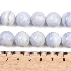 天然石ブルーレースアゲートビーズ連売り  スムーズなラウンド  グレードAB  14mm  穴：0.9mm  約28~29個/連  15.35''（39cm）〜15.55''（39.5cm）&nbsp;G-D106-A01-14mm-AB