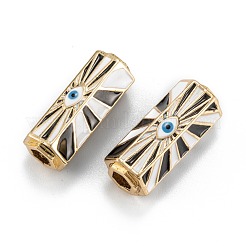 Real 18K Gold Plated Evil Eye Brass Enamel Stripe Tube Beads&nbsp;KK-A155-27G
