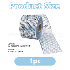 PVCプラスチックリボン  ギフトパッケージ用  レーザー中空丸穴リボン  銀  3-1/4インチ（83mm）  約50.00ヤード（45.72m）/ロール&nbsp;OCOR-WH0109-335A-01