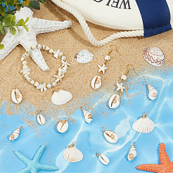 80Pcs 8 Styles Natural Mixed Shell Pendants&nbsp;PALLOY-BM00008