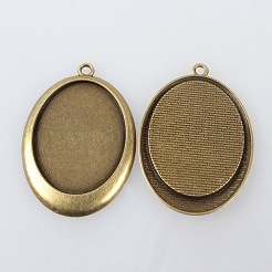 Vintage Tibetan Style Alloy Pendant Cabochon Settings&nbsp;TIBEP-M018-76AB-NF