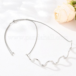 304 Stainless Steel Wavy Line Choker Slider Necklaces&nbsp;NJEW-Z106-01P