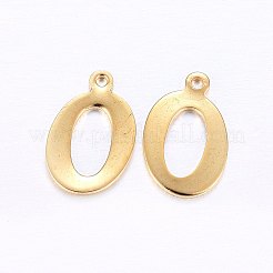ステンレスペンダント201個  文字L  ゴールドカラー  文字.o  14x9x1mm  穴：1mm&nbsp;STAS-O098-03G-O