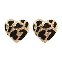 Leopard Print Brass Enamel Stud Earrings for Women&nbsp;EJEW-U055-15C-G