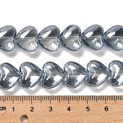 電気メッキガラスビーズセット  ハート  ライトスチールブルー  12.2x15x8mm  穴：1mm  約50個/連  23.62''（60センチメートル）&nbsp;X-EGLA-B008-01A-PL01