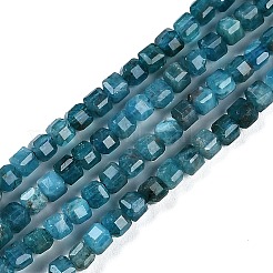 天然石アパタイトビーズ連売り  ファセットテーブルカットキューブ  3x3x3mm  穴：0.6mm  約134個/連  15.35''（39センチメートル）&nbsp;G-P553-E03-02