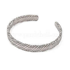 女性用304ステンレススチールカフバングル  表面の質感  ステンレス鋼色  3/8インチ（0.9cm）  内径：2-1/2インチ（6.2cm）&nbsp;BJEW-D048-07P