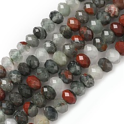 天然のアフリカブラッドストーンビーズ連売り  多面カット  ロンデル  5.5~6.5x4.5mm  穴：1mm  約91~94個/連  15.35''（39cm）〜15.43''（39.2cm）&nbsp;G-D344-A01