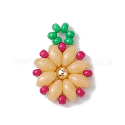 8色のシードビーズビーズチャーム8個  花のペンダント  ミックスカラー  17x13x4mm  穴：1.3mm  1pc /カラー&nbsp;PALLOY-MZ00369