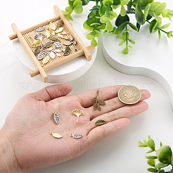 150個15スタイル亜鉛合金ペンダント  イチョウの葉と葉  ミックスカラー  14.5~24x6.5~15x1~1.8mm  穴：1~1.2mm  10個/スタイル&nbsp;FIND-PJ0001-22
