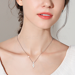 スターリングシルバーの接着式フラットパッドベイル2個925個  葉形  プラチナ  16.1x5.8mm&nbsp;STER-BBC0009-30