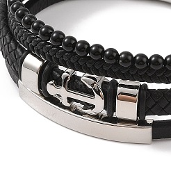 Braided Microfiber Leather Multi-strand Bracelets&nbsp;BJEW-B096-06B
