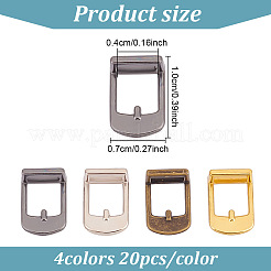 80個4色の鉄製スムースバックル  ベルトファスナー  ミックスカラー  7x10x3.5mm  20個/カラー&nbsp;FIND-GO0002-43