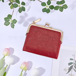 1Pc Rectangle PU Imitation Leather Coin Purses with Golden Tone Alloy Kiss Lock&nbsp;ABAG-CL0001-55B
