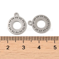 変色しない304ステンレススチールチャーム  太陽のチャーム付きリング  ステンレス鋼色  14.5x12x1mm  穴：1.6mm&nbsp;STAS-J042-14P