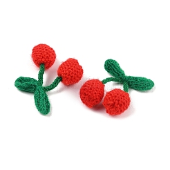 かぎ針編み 14 個 3 スタイル 3d 桜飾りアクセサリー  綿糸編みフルーツ  レッド  42.5~59x33~50x14~22mm&nbsp;DIY-FG0004-11