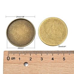 鉄プレーンエッジベゼルカップ  カボションのセッティング  フラットラウンド  アンティークブロンズ  トレイ：25mm  27x2mm&nbsp;MAK-Q011-25AB-25mm