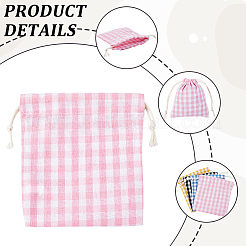 4Pcs 4 Colors Tartan Linen Storage Bags&nbsp;ABAG-CY0001-08