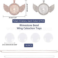 DIYペンダントネックレス作りキット  鉄アズキチェーンネックレス製作付き  合金クリスタルラインストーンペンダントカボションセッティング  クリアガラスカボション  銀＆ローズゴールド  ネックレス: 27.95インチ〜31.49インチ  3mm  2個/箱&nbsp;DIY-NB0003-99