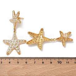 女性用304ステンレススチールダングルスタッドピアス  エナメル  ヒトデ  ゴールドカラー  57.5x28.5mm&nbsp;SA-CBA7107-01G