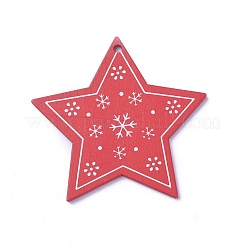 ウッドペンダント  染め  混合図形  クリスマステーマ  ミックスカラー  60~70x55~65x2~3mm  穴：2~3mm&nbsp;WOOD-I004-33