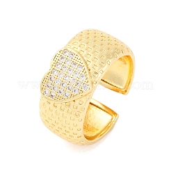 Brass Micro Pave Clear Cubic Zirconia Cuff Rings&nbsp;RJEW-U047-18G