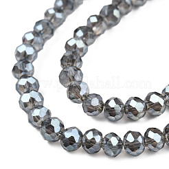電気メッキ透明ガラスビーズ連売り  フル虹メッキ  多面カット  ロンデル  グレー  3x2.5mm  穴：0.8mm  約130~140個/連  31~32cm&nbsp;EGLA-J025-F17-01