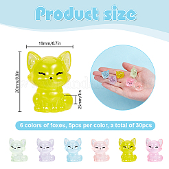 30Pcs 6 Colors Luminous Resin Fox Display Decoration&nbsp;CRES-DR0001-04