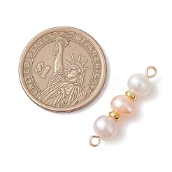 Natural Cultured Freshwater Pearl Two Sides Polished Beaded Links Connector Charms&nbsp;PALLOY-JF04969