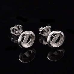 ロジウムメッキ 925 スターリングシルバー スタッド イヤリング セッティング  フラットラウンド  プラチナ  6.5x1.5mm  トレイ：5mm  ピン：0.6mm&nbsp;STER-F032-02P