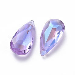 ガラスラインストーンチャーム  多面カット  ティアドロップ  スミレ  23.5x12x6.5mm  穴：1.5mm&nbsp;RGLA-L022-A-371MO