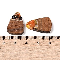 レジン＆ウッドパーツ  金箔  トライアングルチャーム  サドルブラウン  23x15x3mm  穴：2mm&nbsp;WOOD-S061-02N