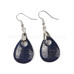 Natutal Dyed Lapis Lazuli Dangle Earrings&nbsp;EJEW-F343-A09