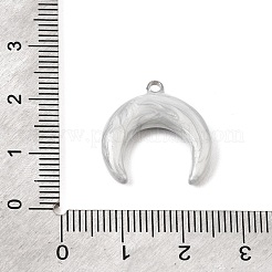 304ステンレススチール、エナメルペンダント  ダブルホーン/三日月のチャーム  ステンレス鋼色  ホワイト  19x18.5x4mm  穴：1.6mm&nbsp;SA-CBAA487-05P-01