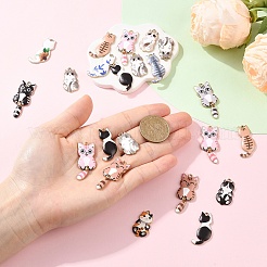 24個3スタイルアロイエナメルペンダント  ミックスカラー  25~38x14~15.7x2~3mm  穴：1.6~2mm  8個/スタイル&nbsp;ENAM-YW0008-38