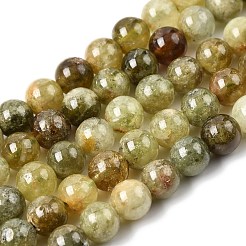 天然のグリーンガーネットビーズ連売り  ラウンド  8~8.5mm  穴：0.8mm  約48~49個/連  15.35~15.55''（39~39.5センチメートル）&nbsp;G-G344-A04-8mm