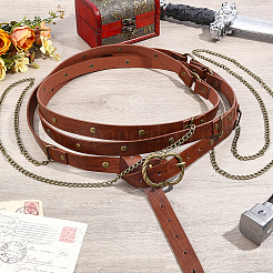 PU Imitation Leather Chain Belts with Metal Chains&nbsp;AJEW-WH0609-663AB
