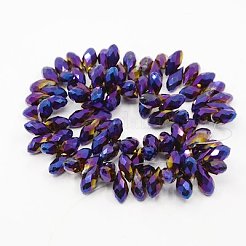 電気メッキガラスビーズセット  トップドリルビーズ  多面カット  ティアドロップ  ミックスカラー  13x6mm&nbsp;EGLA-D016-M