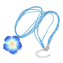 Flower Polymer Clay with Wax Cord Pendant Necklaces & Dangle Earrings Sets&nbsp;FS-WG2CAA9-02