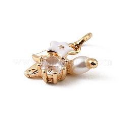 Brass Micro Pave Cubic Zirconia Pendants&nbsp;KK-H274-01G